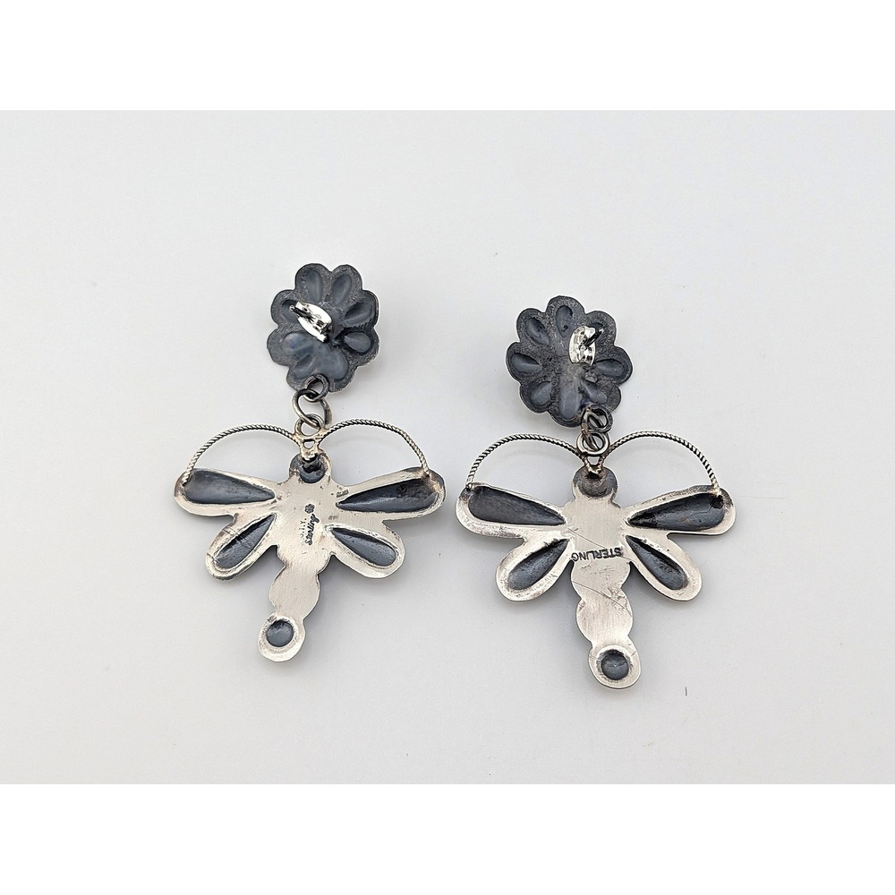 Navajo Earrings Dangle Dragonfly Signed Southwest Jewelry Native American *** - Picture 8 of 9